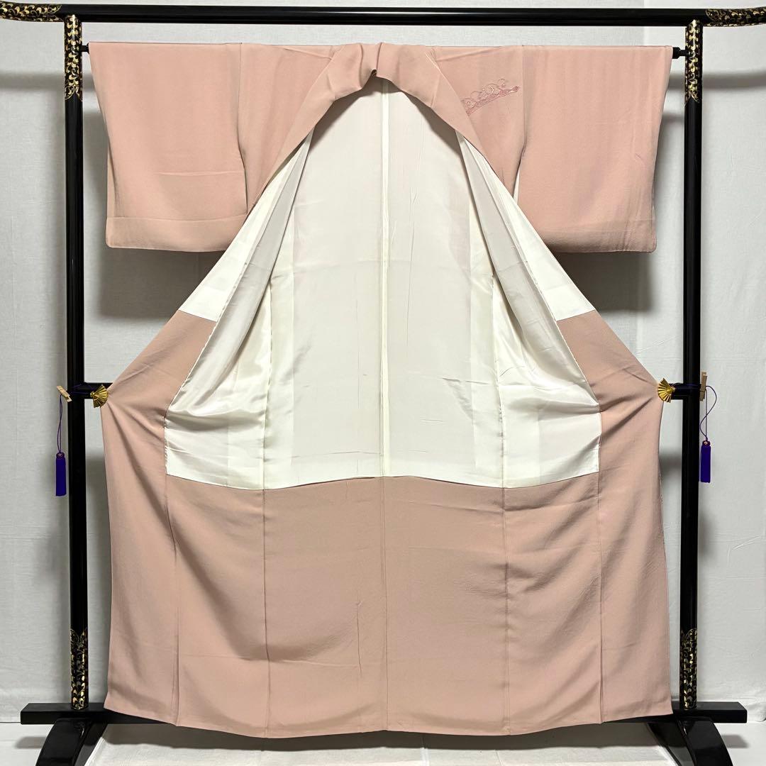 D49 訪問着 総刺繍 汕頭・蘇州 一つ紋 正絹 着物 袷 極美品