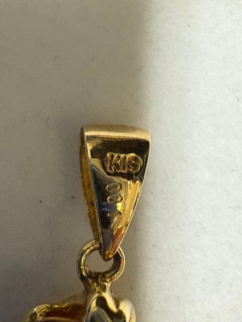 琥珀　K18 ダイヤ0.01 ペンダントトップ