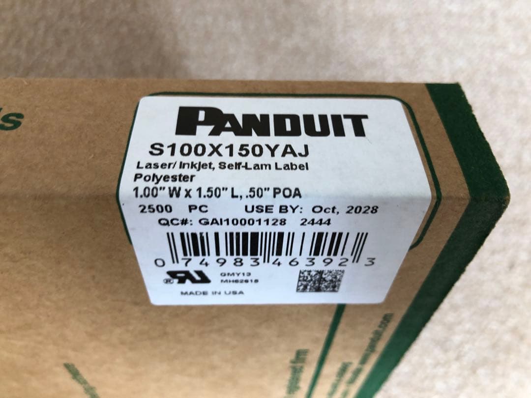 新品　Panduit S100X150YAJ プリンター用ラベル 2500枚