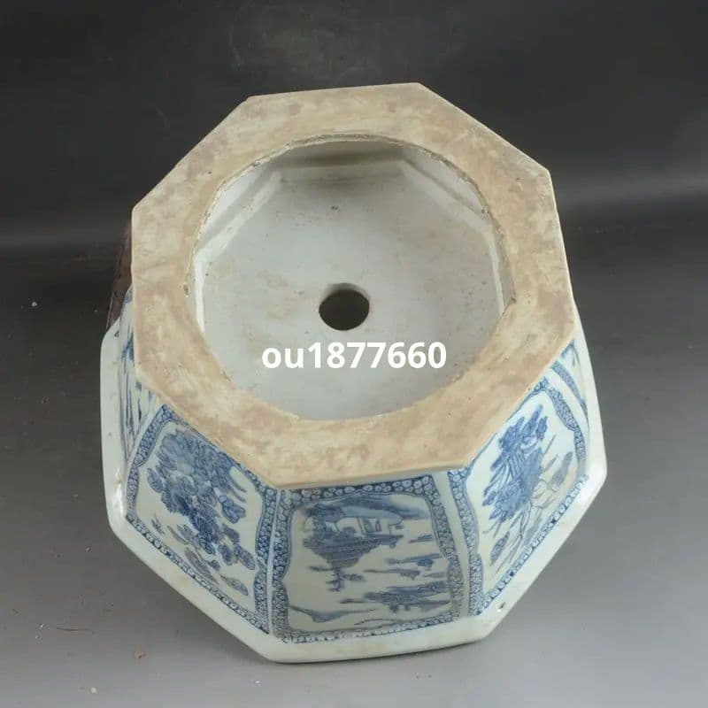 八方青花亭台楼高足鉢 盆栽鉢 植木鉢 多肉植物鉢 小品盆栽鉢 山野草鉢