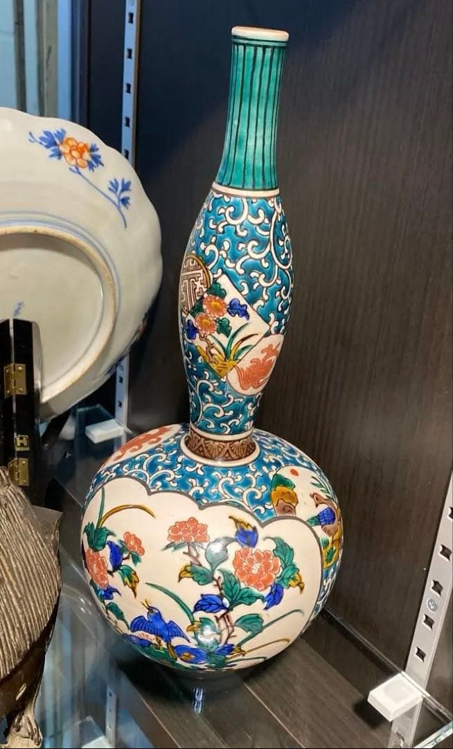 九谷焼　古九谷　「一輪挿し　花瓶」色絵　花鳥風月