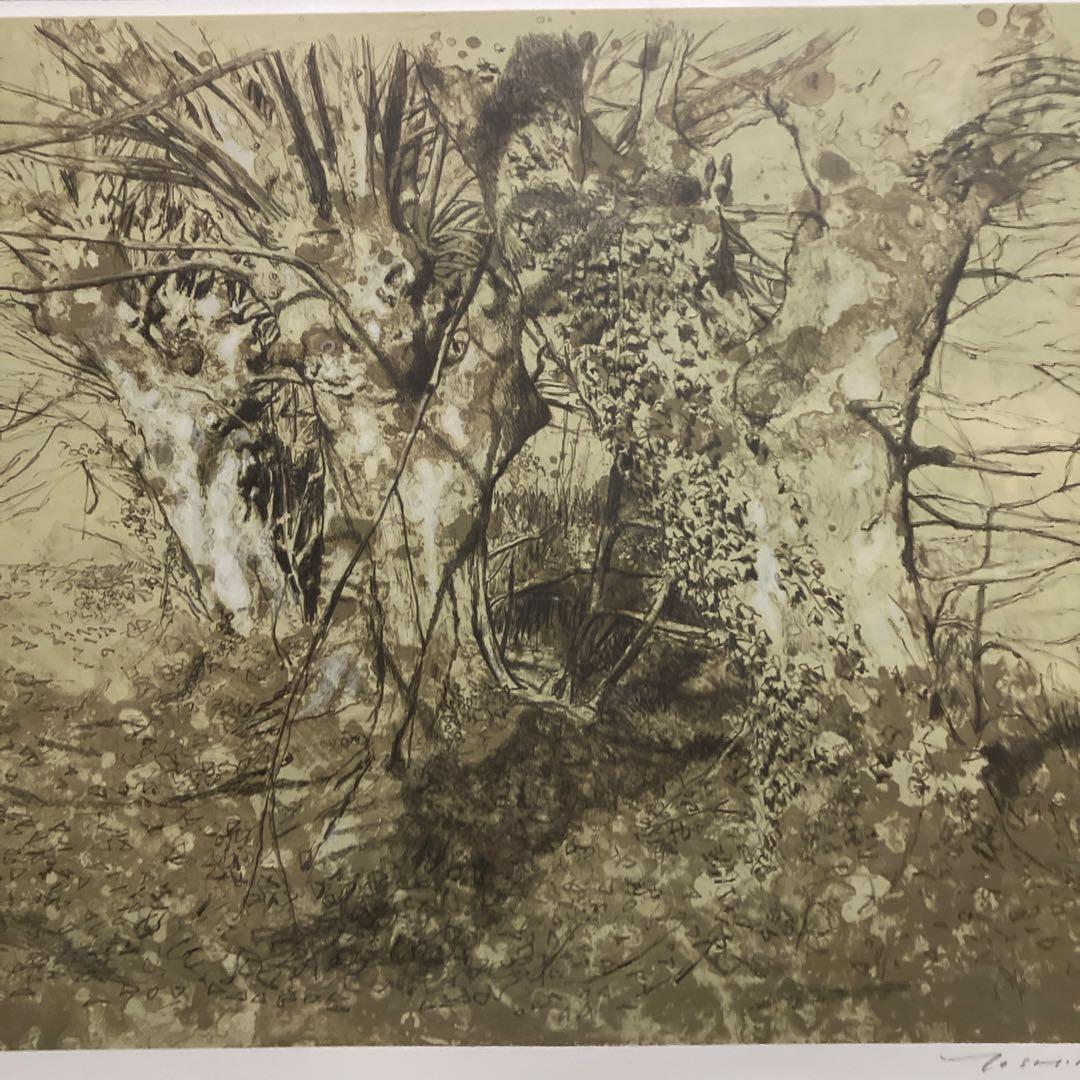 青木敏郎「プラタナス」リトグラフedH.C額66×82絵56.5×76.5cm￼