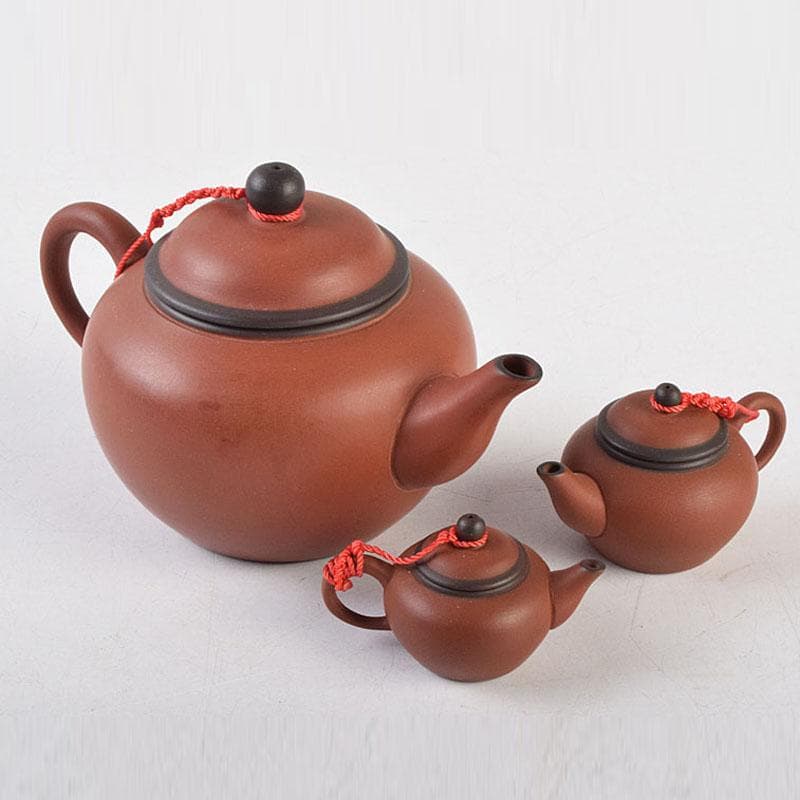 中国　荊渓恵孟臣製　 紫砂　朱泥　急須　茶壷　大中小3点まとめて　M　R9040