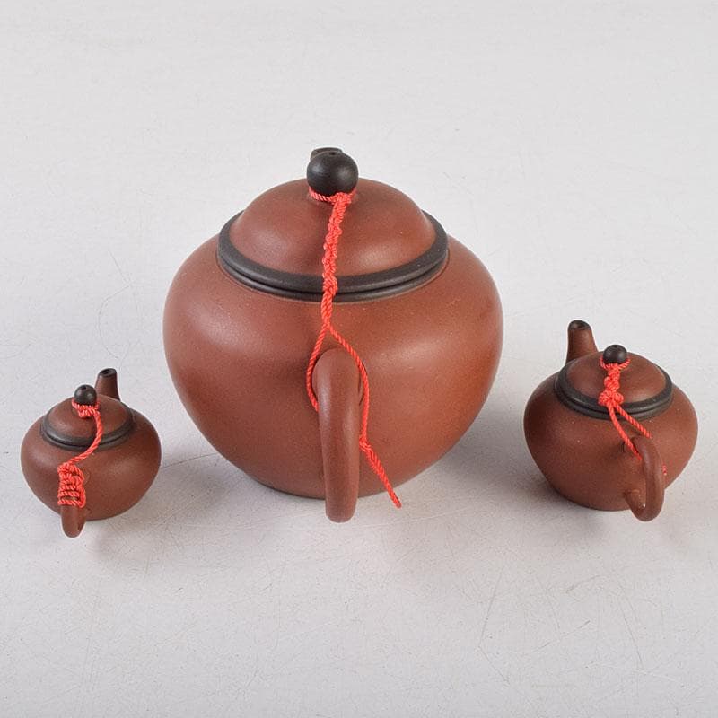 中国　荊渓恵孟臣製　 紫砂　朱泥　急須　茶壷　大中小3点まとめて　M　R9040