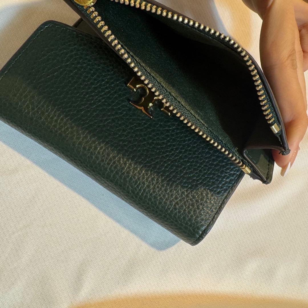 【トリーバーチ】ミニ折りたたみコンパクト財布　緑