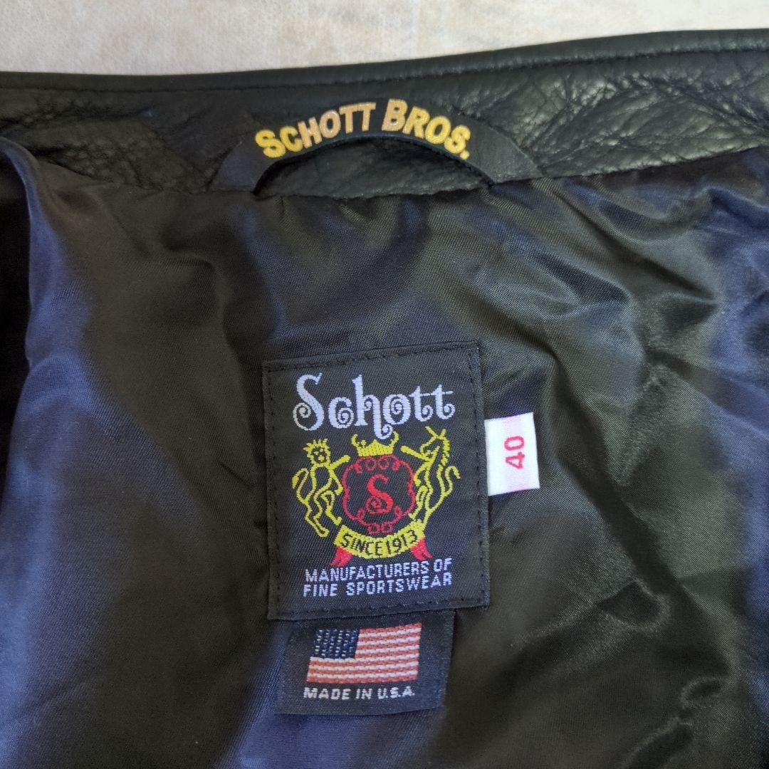 Schott ブラック シングルライダースジャケット サイズ40