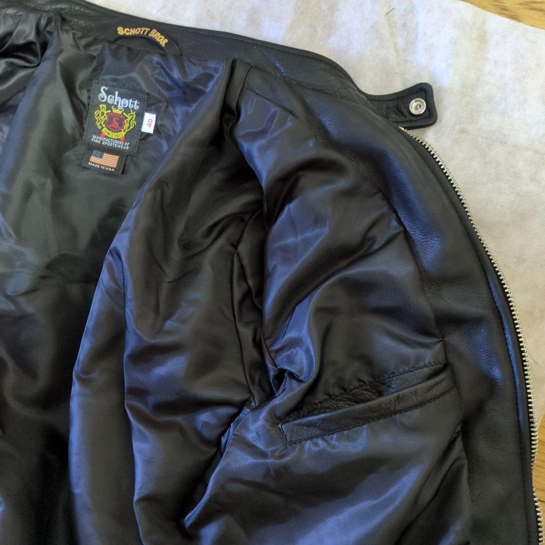 Schott ブラック シングルライダースジャケット サイズ40