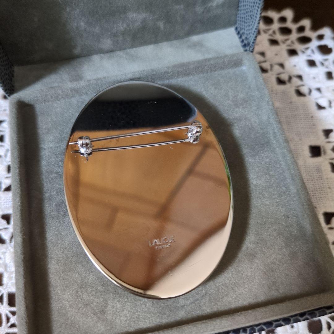 LALIQUEカービング・オウルクリスタルブローチ◎ルネ・ラリック