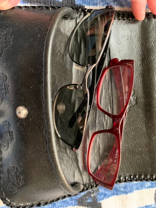 ハンドメイド☆本牛革メガネケース（バイク柄）