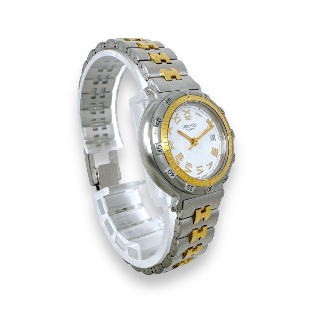エルメス キャプテンニモ コンビ ホワイト文字盤 ゴールド レディース 時計