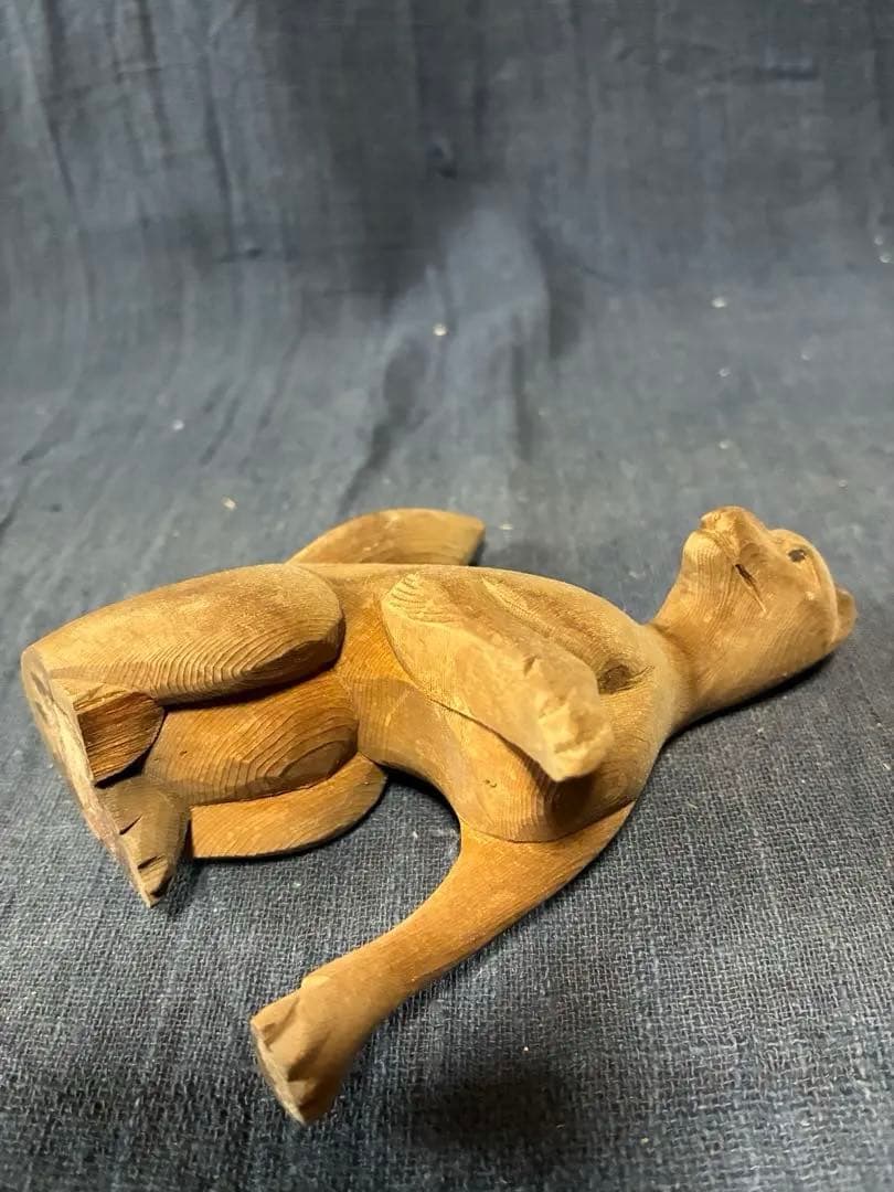 阿吽の狐一対　木彫りの狐　神棚に鎮座していた狐　江戸時代