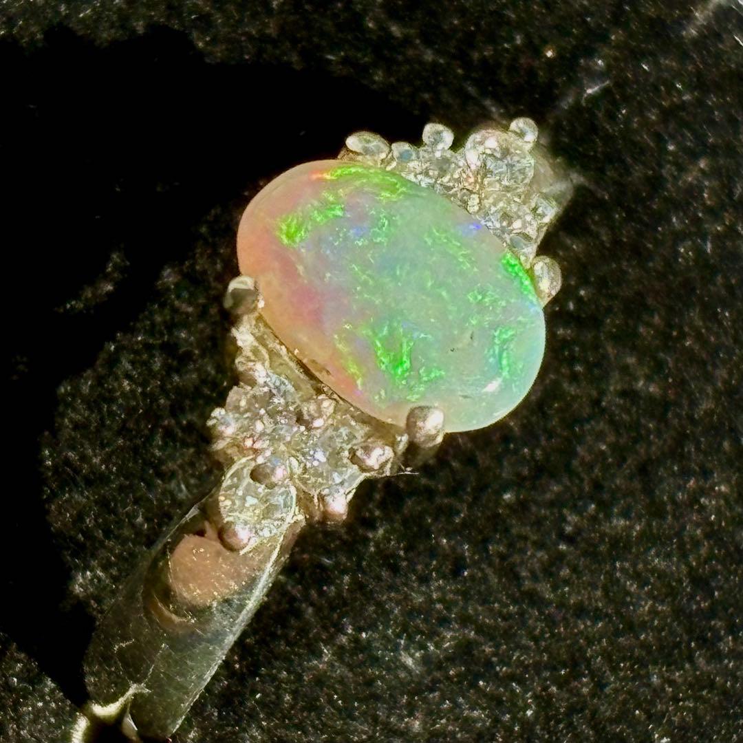 0.88ct　クーバーピディオパール シルバーリング　キュービックジルコニア付き