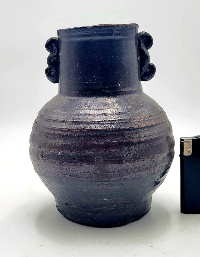 茶道具　耳付き壺　花入れ　九州の焼物？　江戸時代　骨董品、美術品