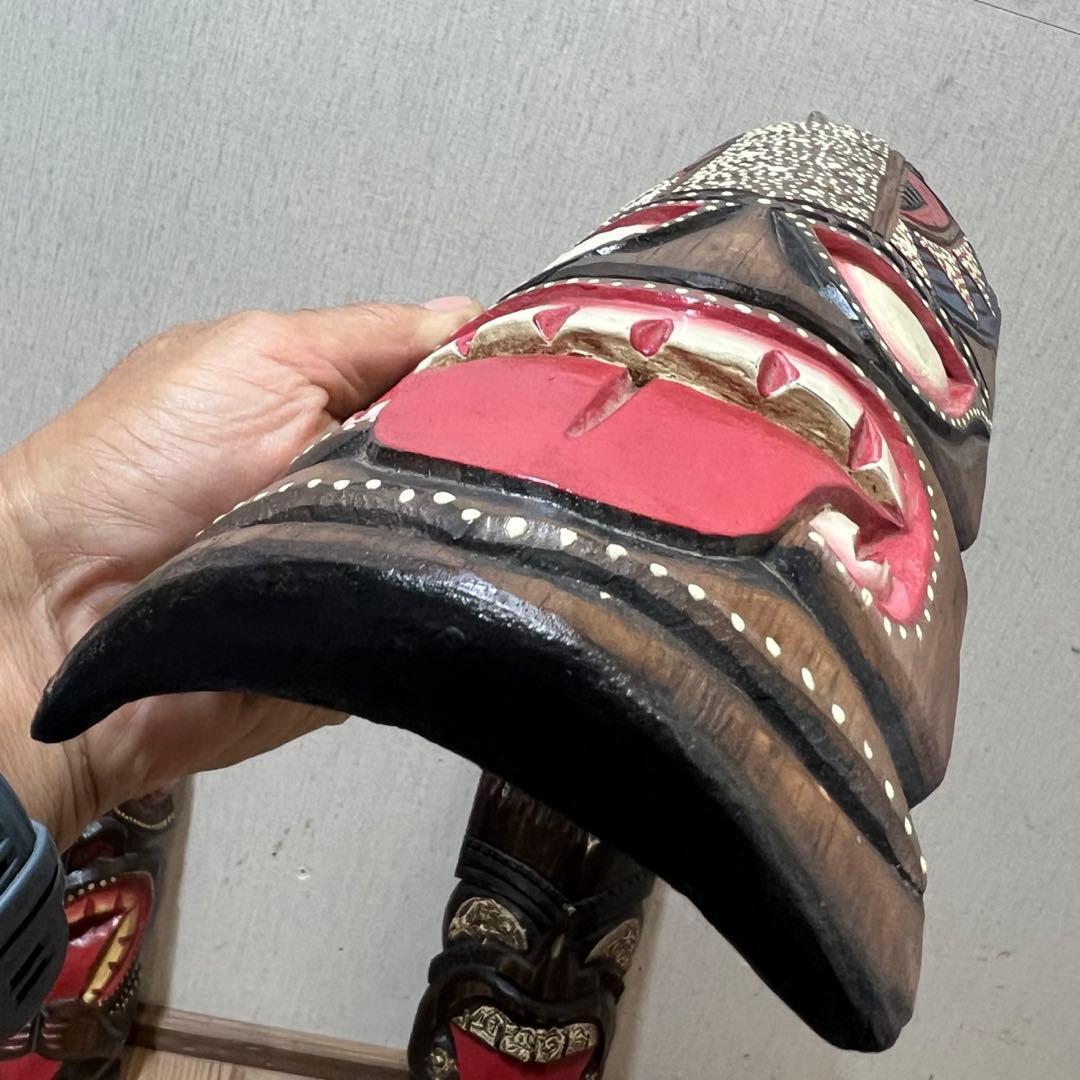 ベロ出しティキ面30 3点セット ティキマスク ハワイ雑貨 木彫りの壁掛けお面