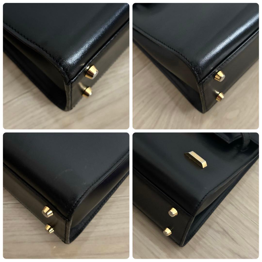 【本物】BALLY トップハンドルバッグ 本革レザー 黒 ターンロック y2k