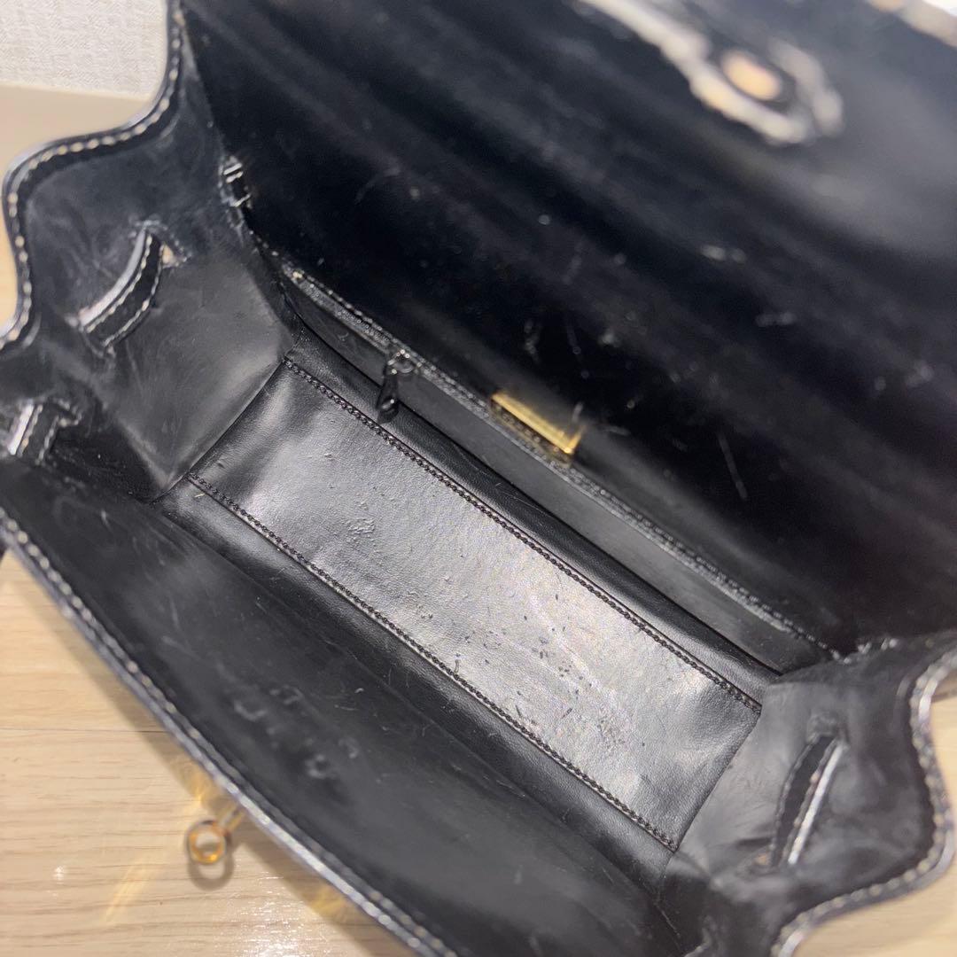 【本物】BALLY トップハンドルバッグ 本革レザー 黒 ターンロック y2k