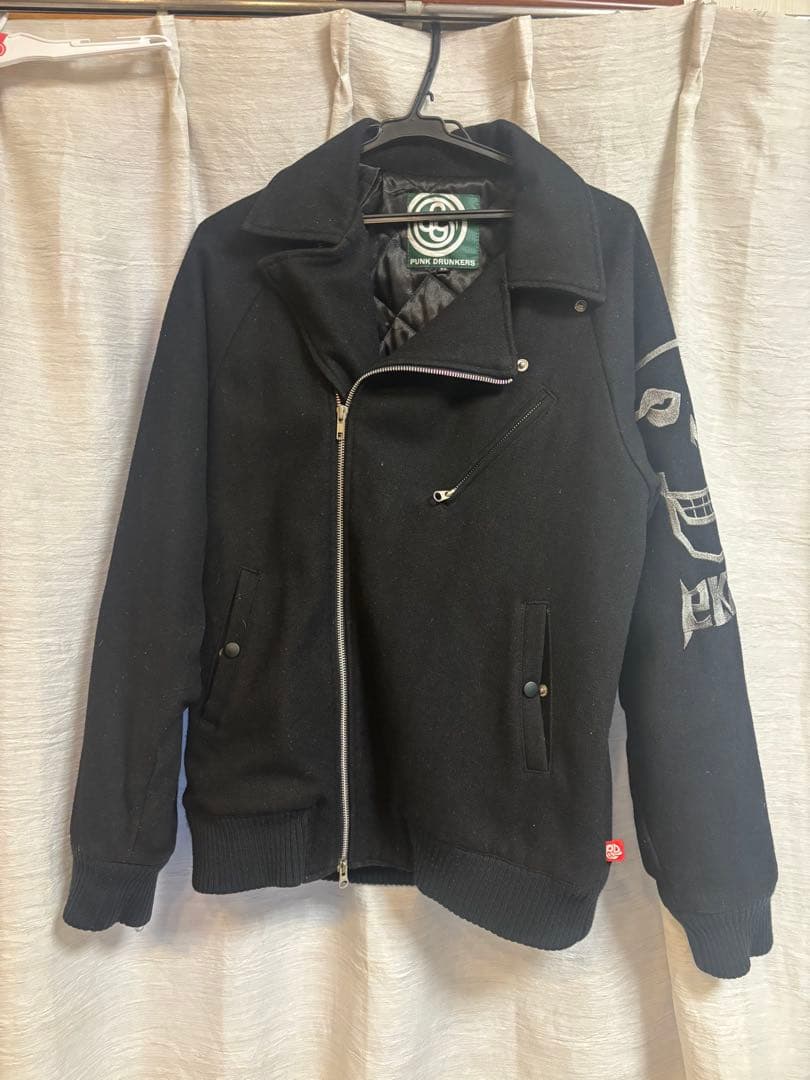 ポケット破れあり、PUNK DRUNKERS スカルプリント ジャケット XL