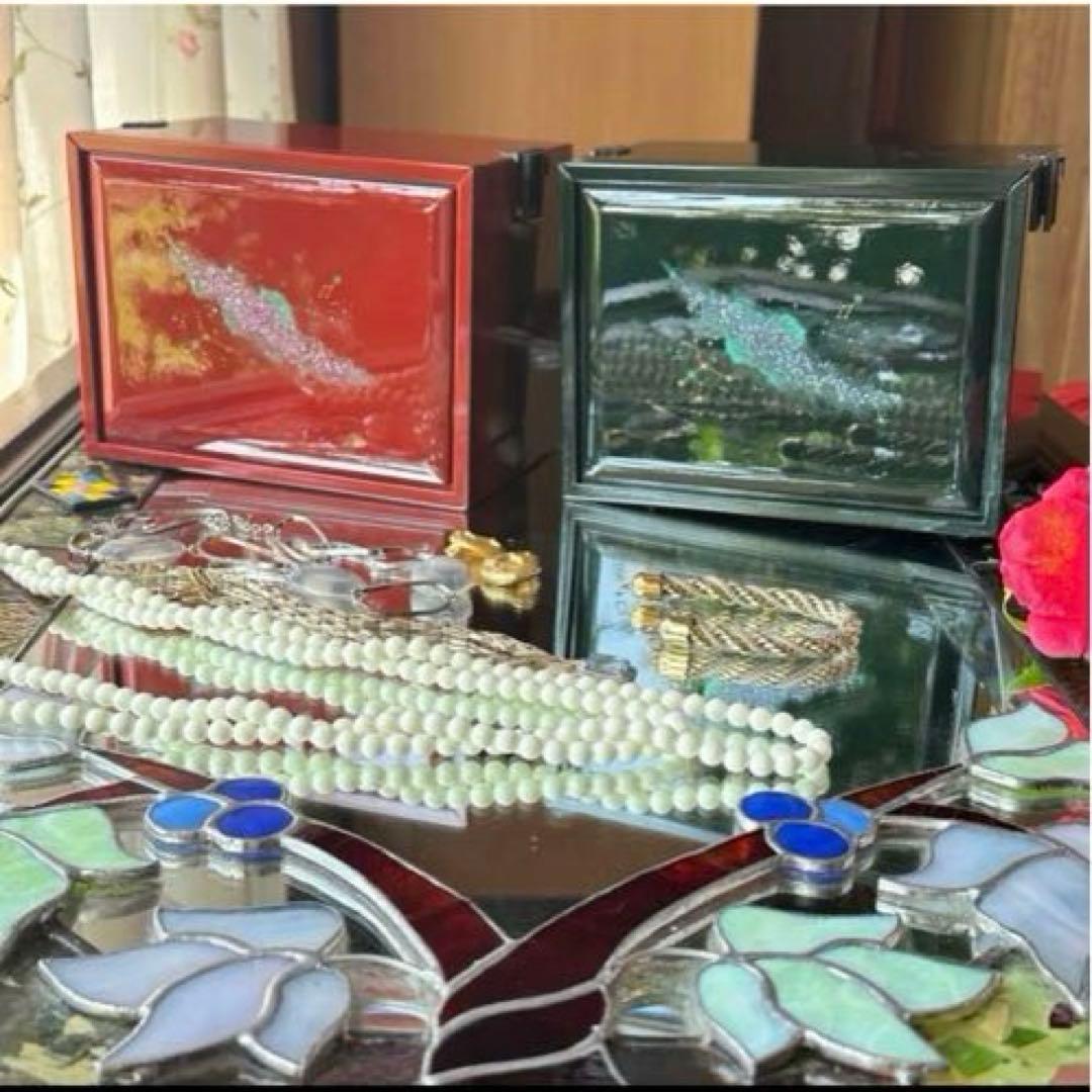 K様へ感謝お嫁入JAPAN輪島螺鈿蒔絵宝石箱「銀河-翠みどり」2点