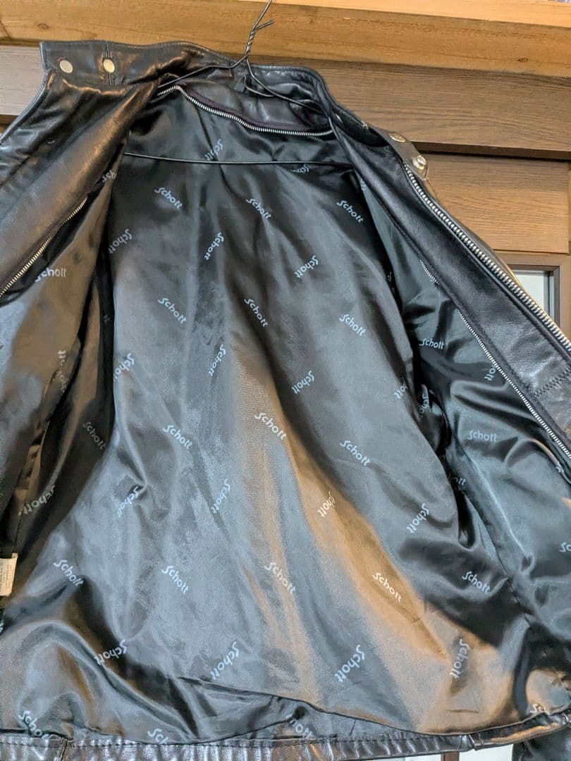 schott☆レザーシングルライダースジャケット ブラック