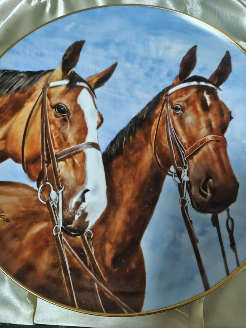 馬の絵画 陶器プレート 30cm