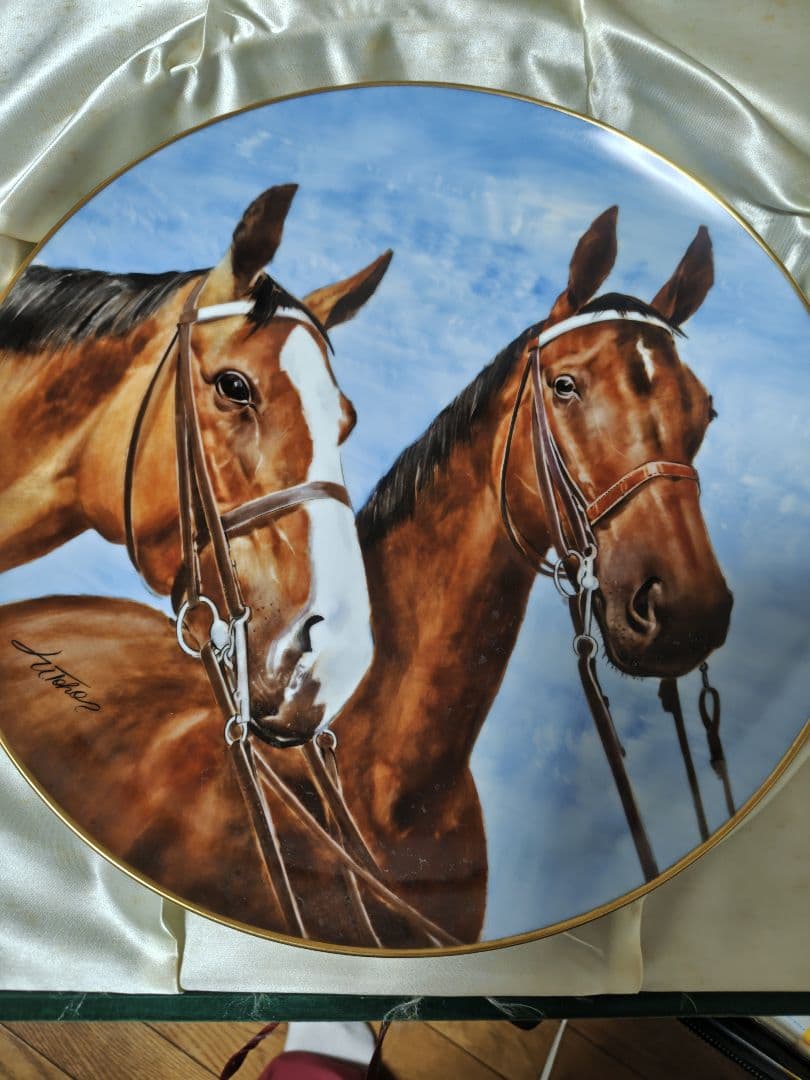 馬の絵画 陶器プレート 30cm
