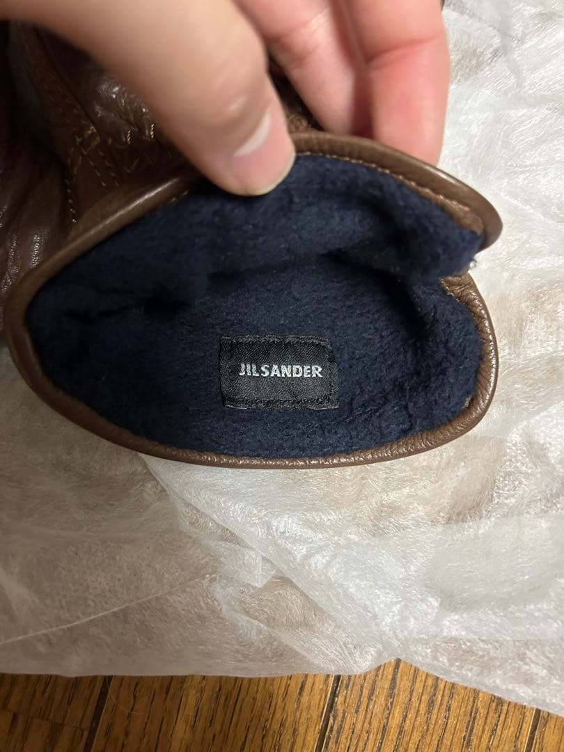 JIL SANDER ブラウン レザーグローブ