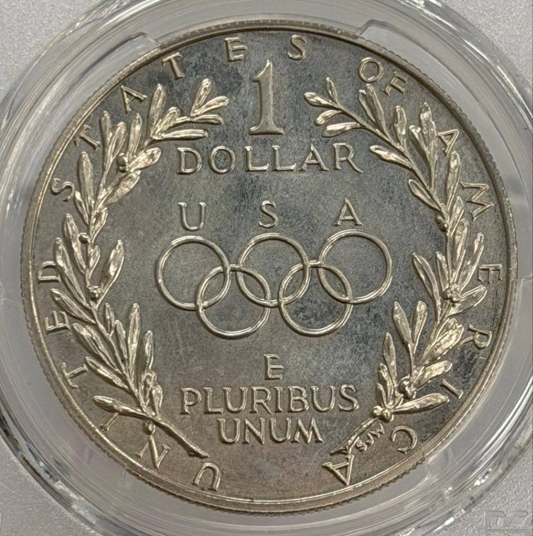 1988年アメリカオリンピックトーチ記念1ドル大型銀貨 PCGS認定