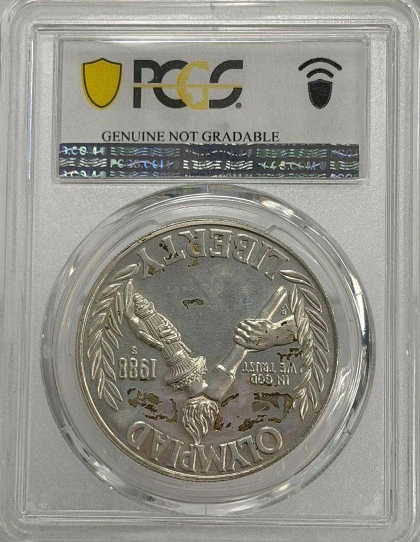 1988年アメリカオリンピックトーチ記念1ドル大型銀貨 PCGS認定