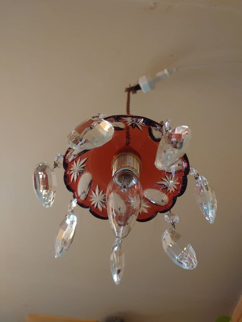 「売約済」BOHEMIA GLASS ボヘミアクリスタル 切子プチシャンデリア