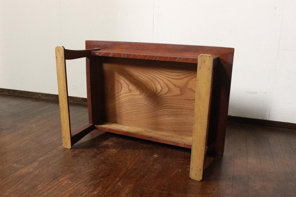 一枚板 古い欅材の木製座卓 花台文机店舗什器ちゃぶ台テーブル木製机古材無垢材昭和