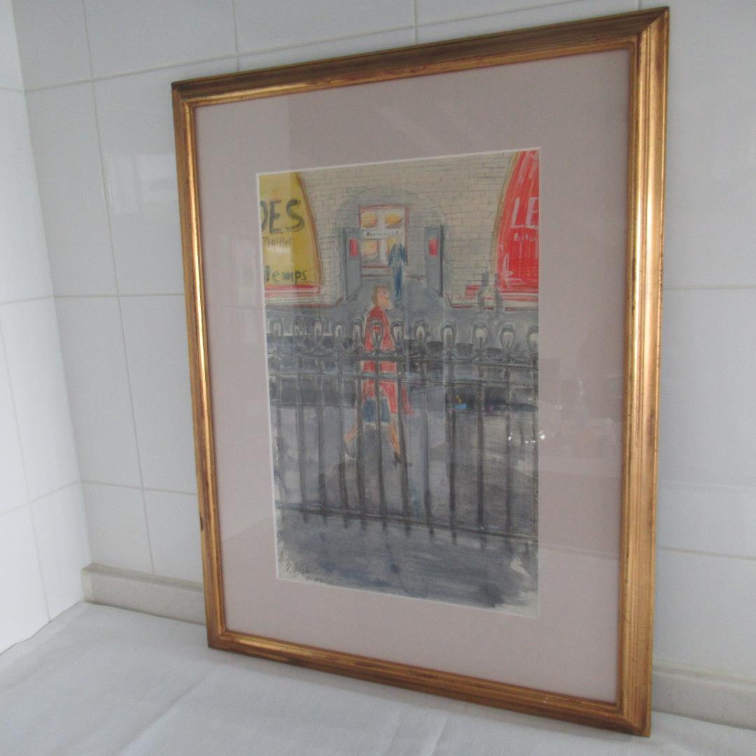 西村功　「メトロホーム」　 水彩・コンテ　大判　安井賞作家