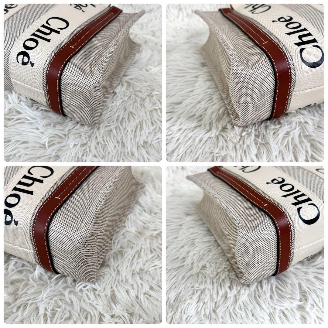 Chloe クロエ ウッディ スモールトートバッグ ハンドバッグ アイボリー