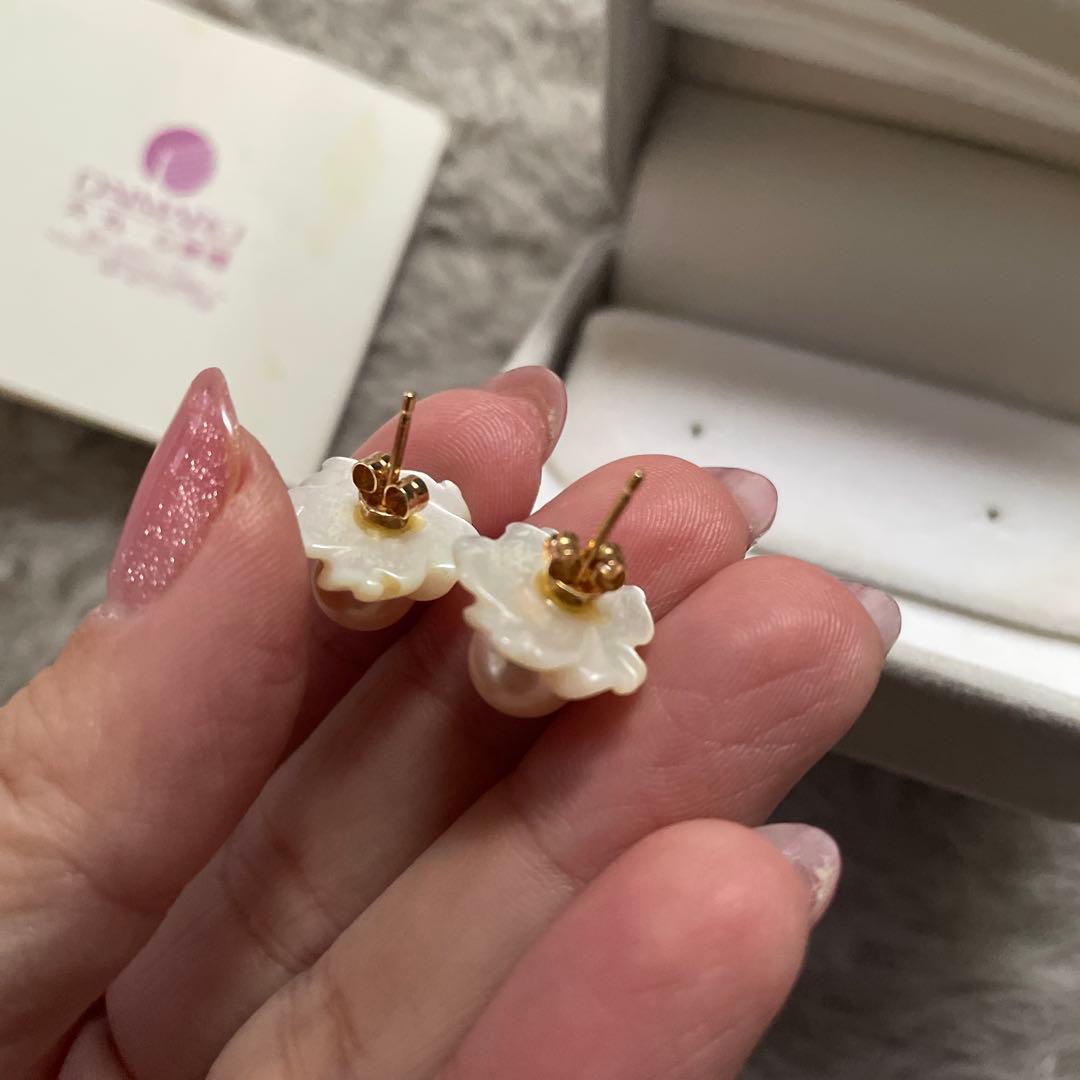 パールピアス　白蝶貝本真珠ピアス　k18