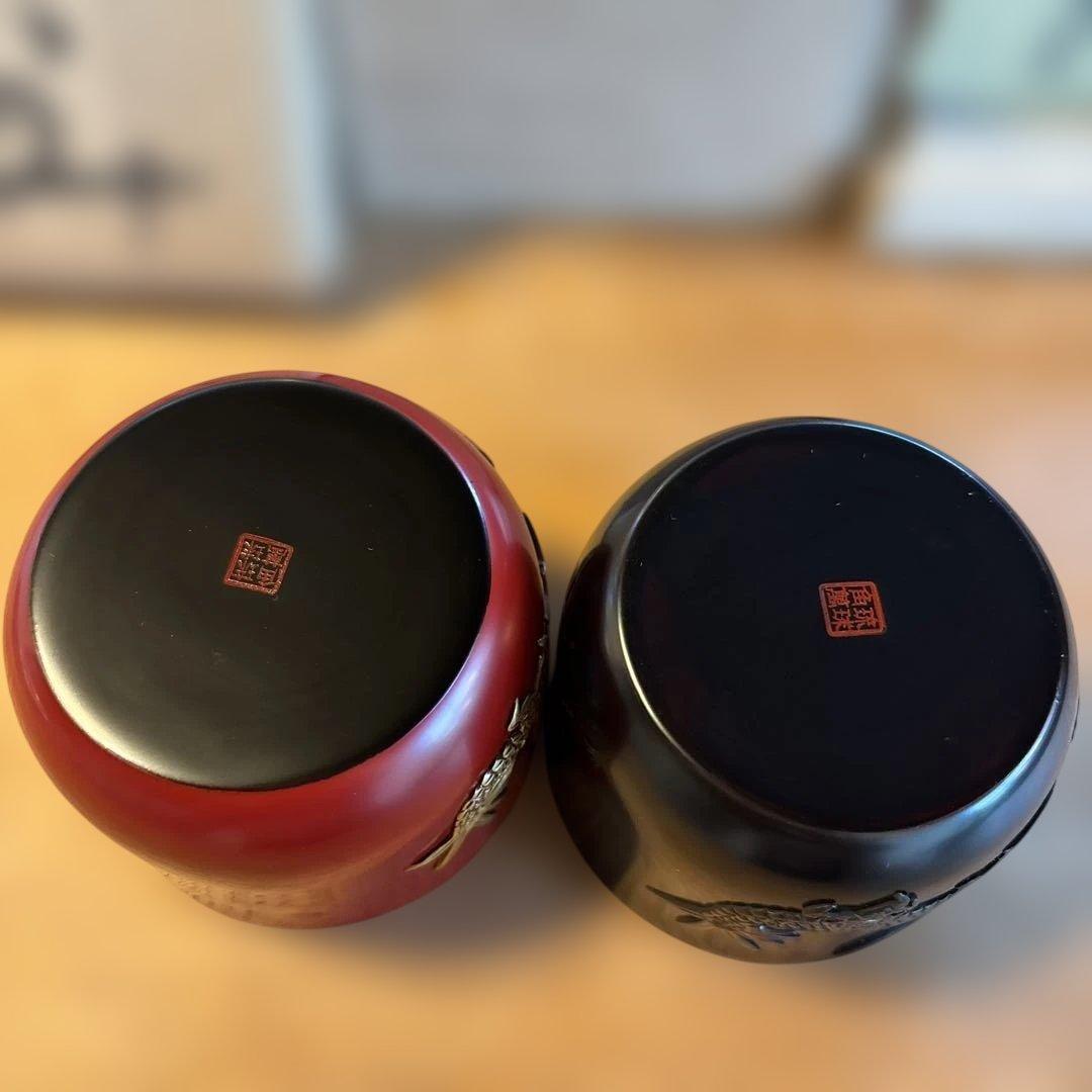 お値下げしました！角萬漆器　ぐいのみ 龍　2個セット