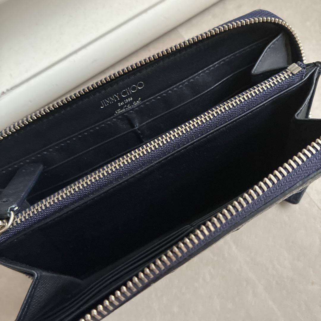 JIMMY CHOO 星型エンボス加工 長財布 ネイビー