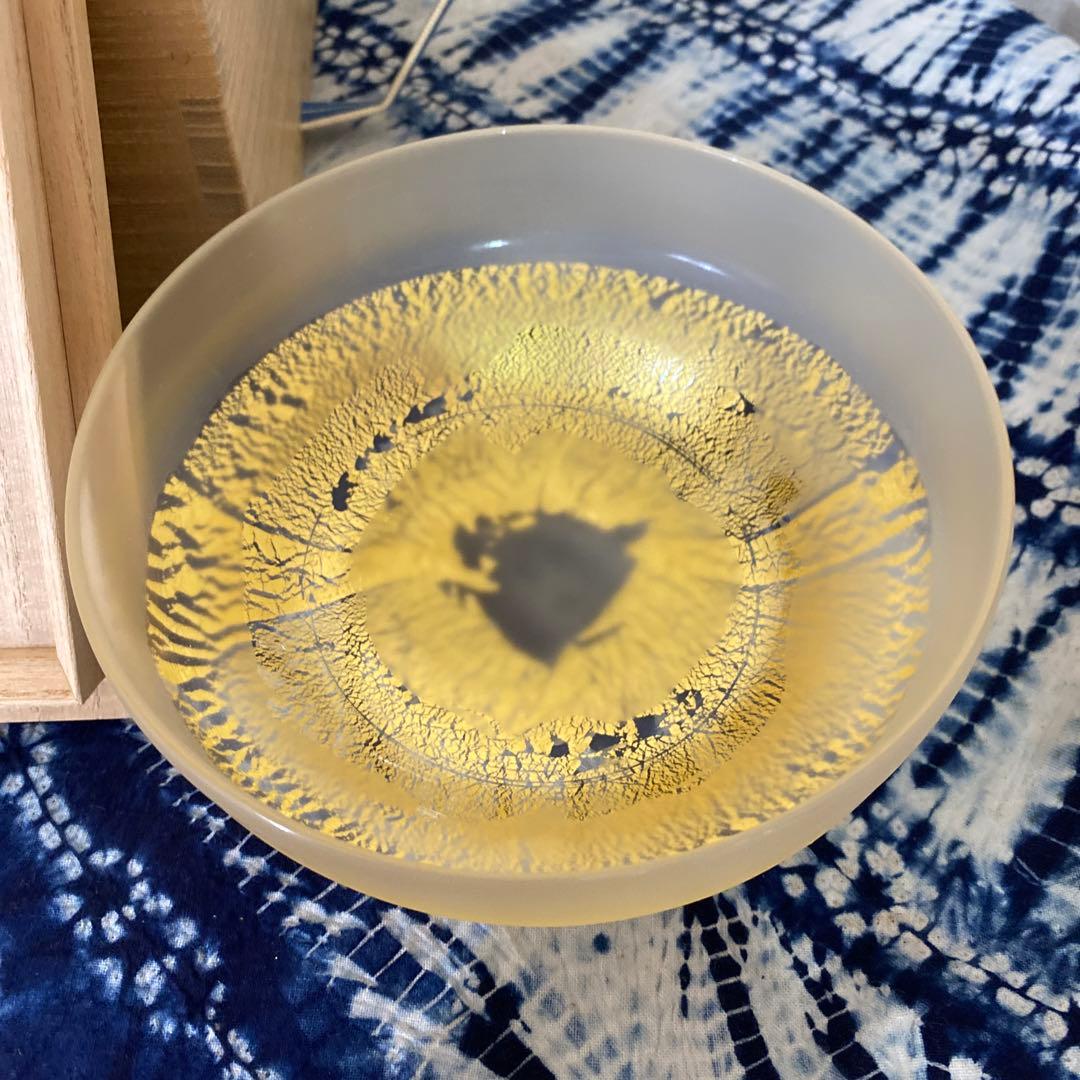 人間国宝　藤田喬平　手吹硬質金彩茶碗 茶道具