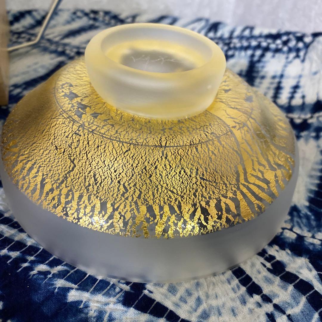 人間国宝　藤田喬平　手吹硬質金彩茶碗 茶道具