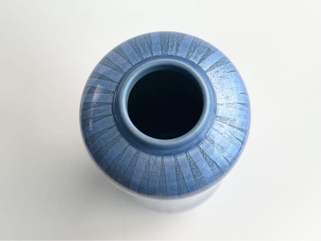 人間国宝　陶芸家　中田一於　釉裏銀彩　花入　九谷焼　共箱　小野珀子