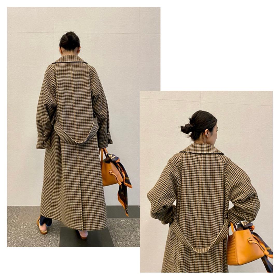 L'ESSAGE チェック柄オーバーサイズコート