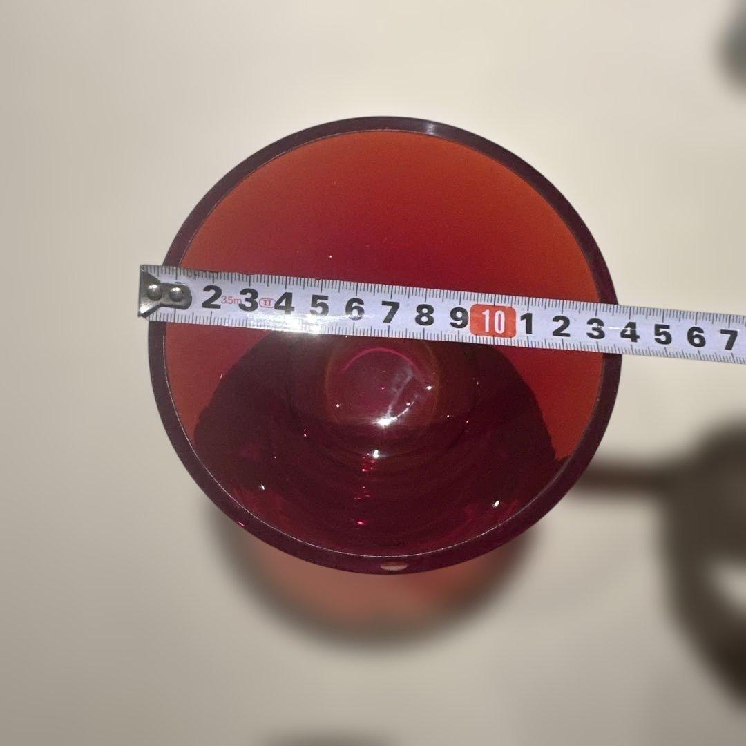  コーン型ガラス置物 赤/オレンジ