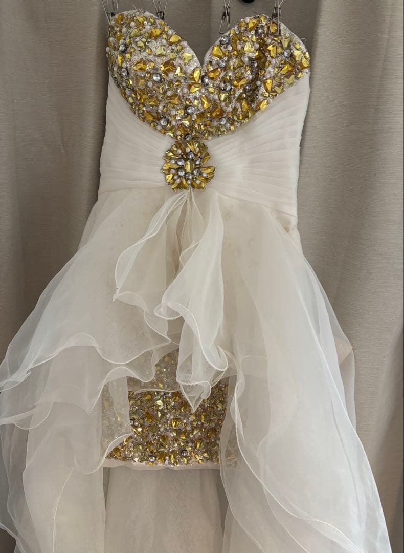 JEAN MACLEANビーズ装飾 ナイトドレス ホワイト ミニドレス 9号