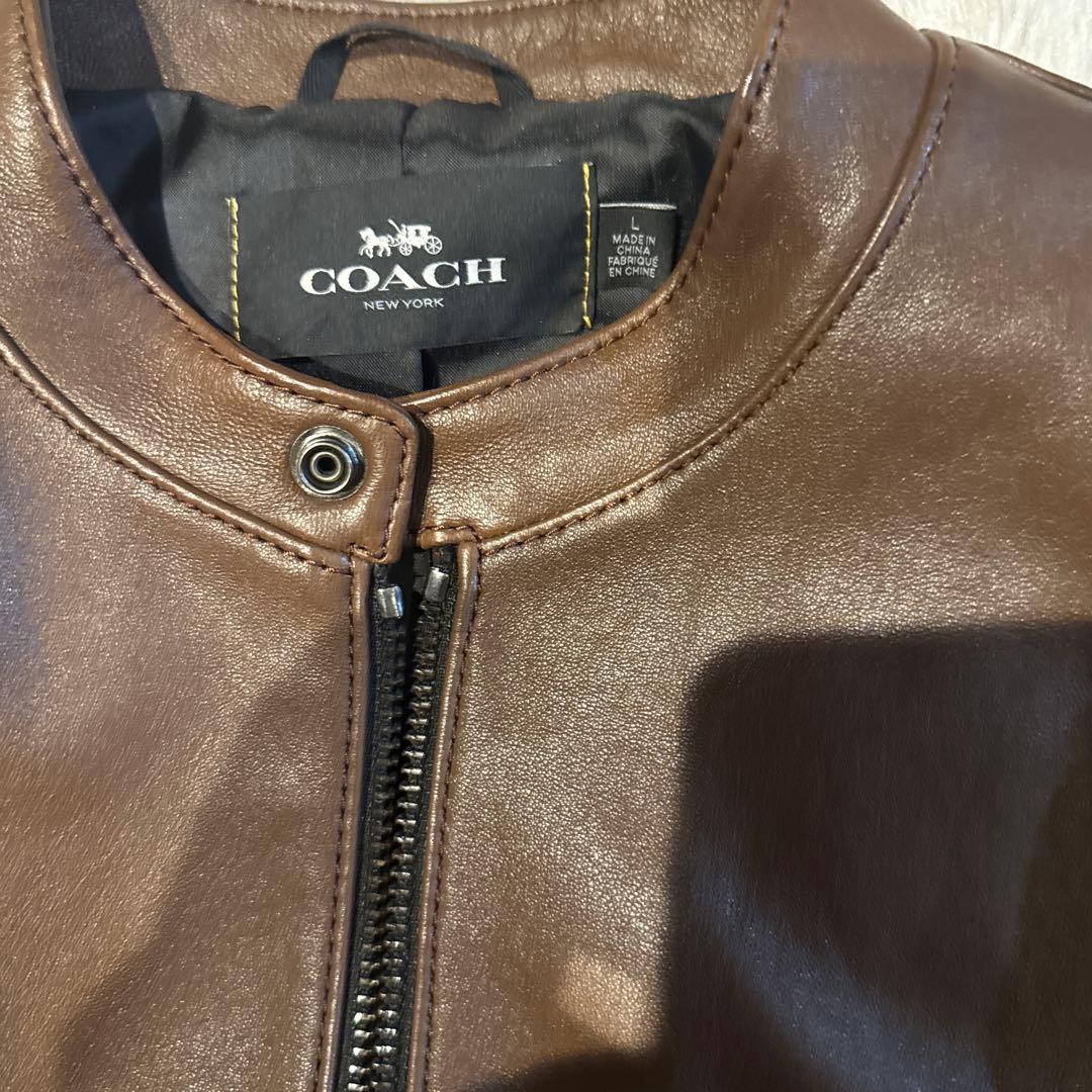 ち*い様 COACH ブラウン レザー シングルライダース週末限定値下げ