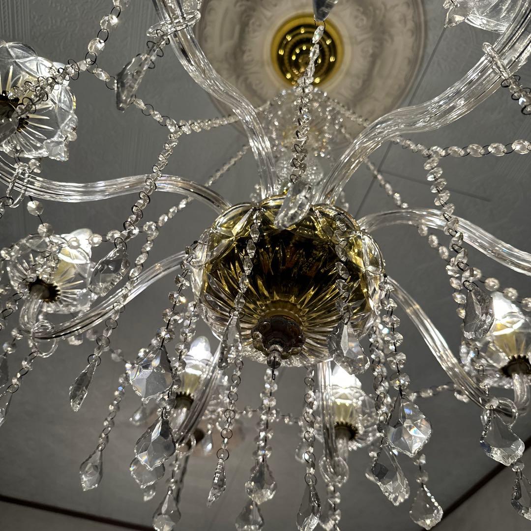 ヴィンテージ　美しすぎるガラスのシャンデリア　引き取り限定