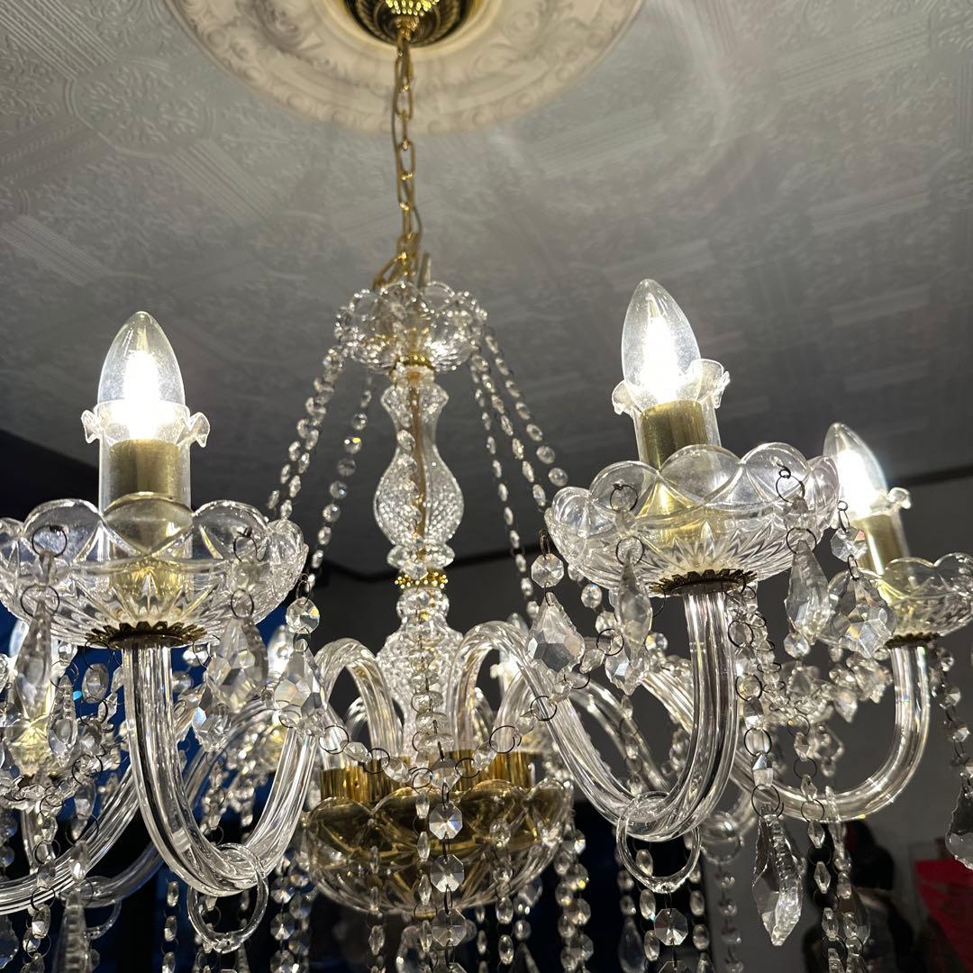 ヴィンテージ　美しすぎるガラスのシャンデリア　引き取り限定