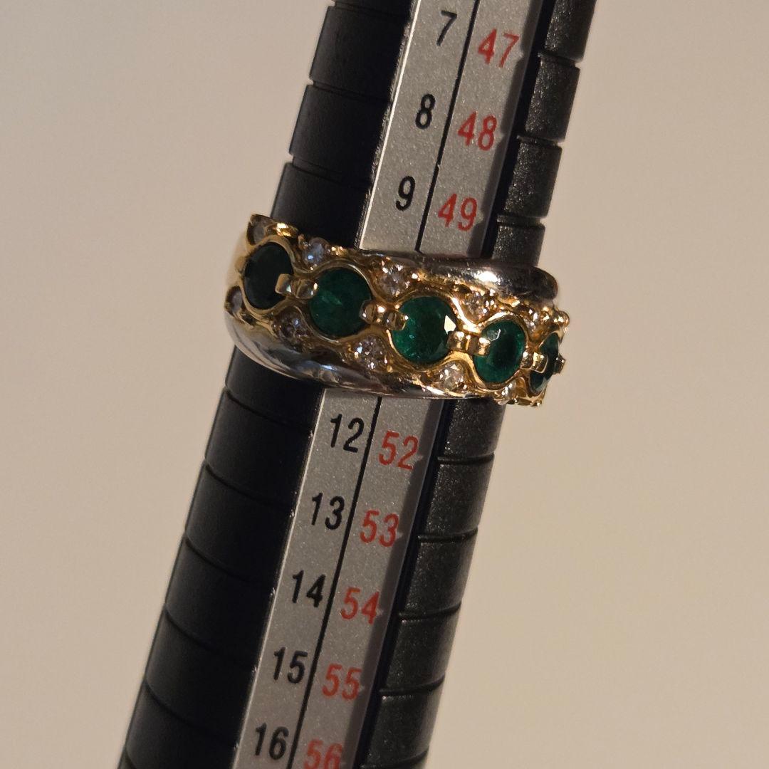【美品】エメラルド　ダイヤモンド　リング　指輪　K18　PT900