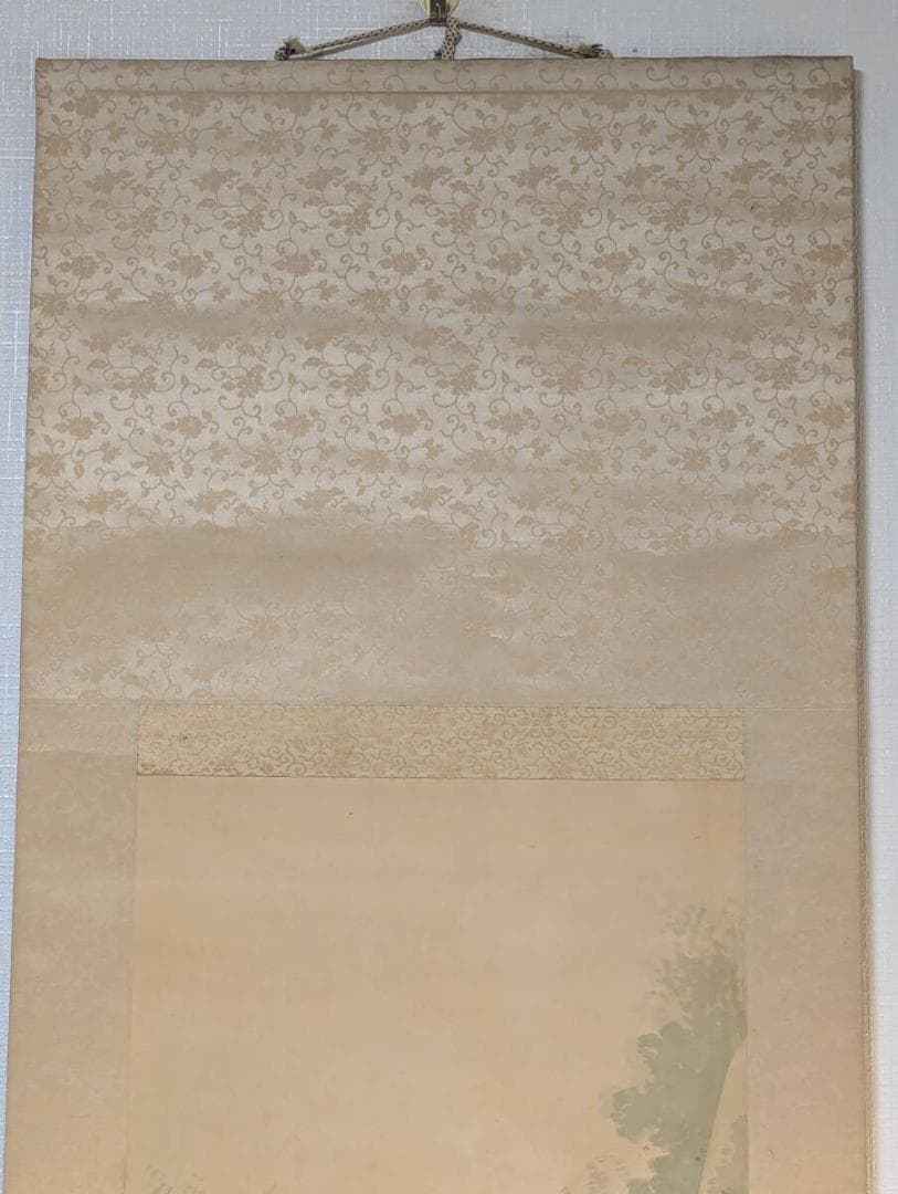 【真作】掛軸　山路の旅人図　秋の情景　南画風山水画　文人山水の佳作　T106