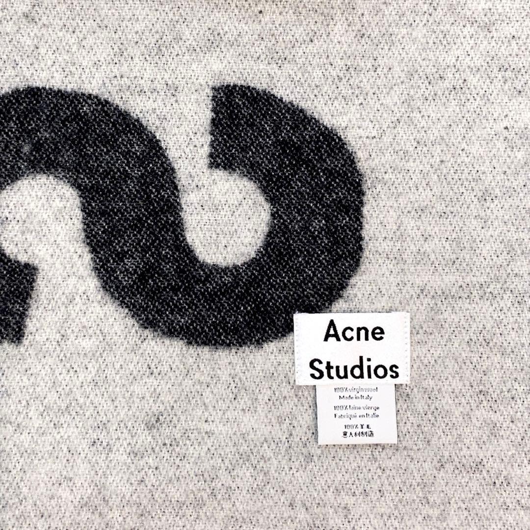 Acne studios ロゴ スカーフ マフラー グレー ブラック