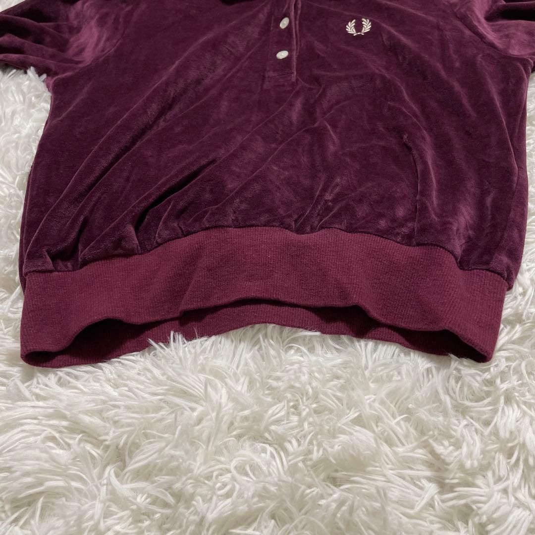 美品　FRED PERRY フレッドペリー　ベロア　ポロシャツ　長袖　刺繍ロゴ