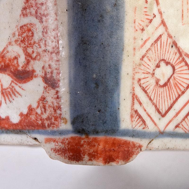 九谷焼　古九谷　1650年代　赤絵　花草文　四方香炉　鑑定書箱書　M　R8915