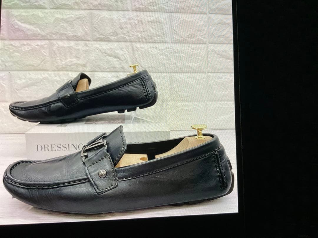 ルイヴィトン モンテカルロ ドライビングシューズ ロゴ シルバー金具 26.5